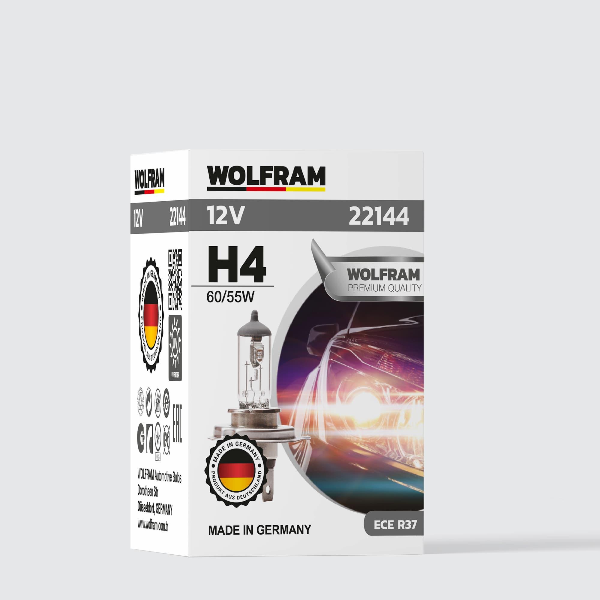 22144-wolfram H4 Ampul Standart Işık Tırnaklı P43T 12V 55/60W 22144 - Görsel 1