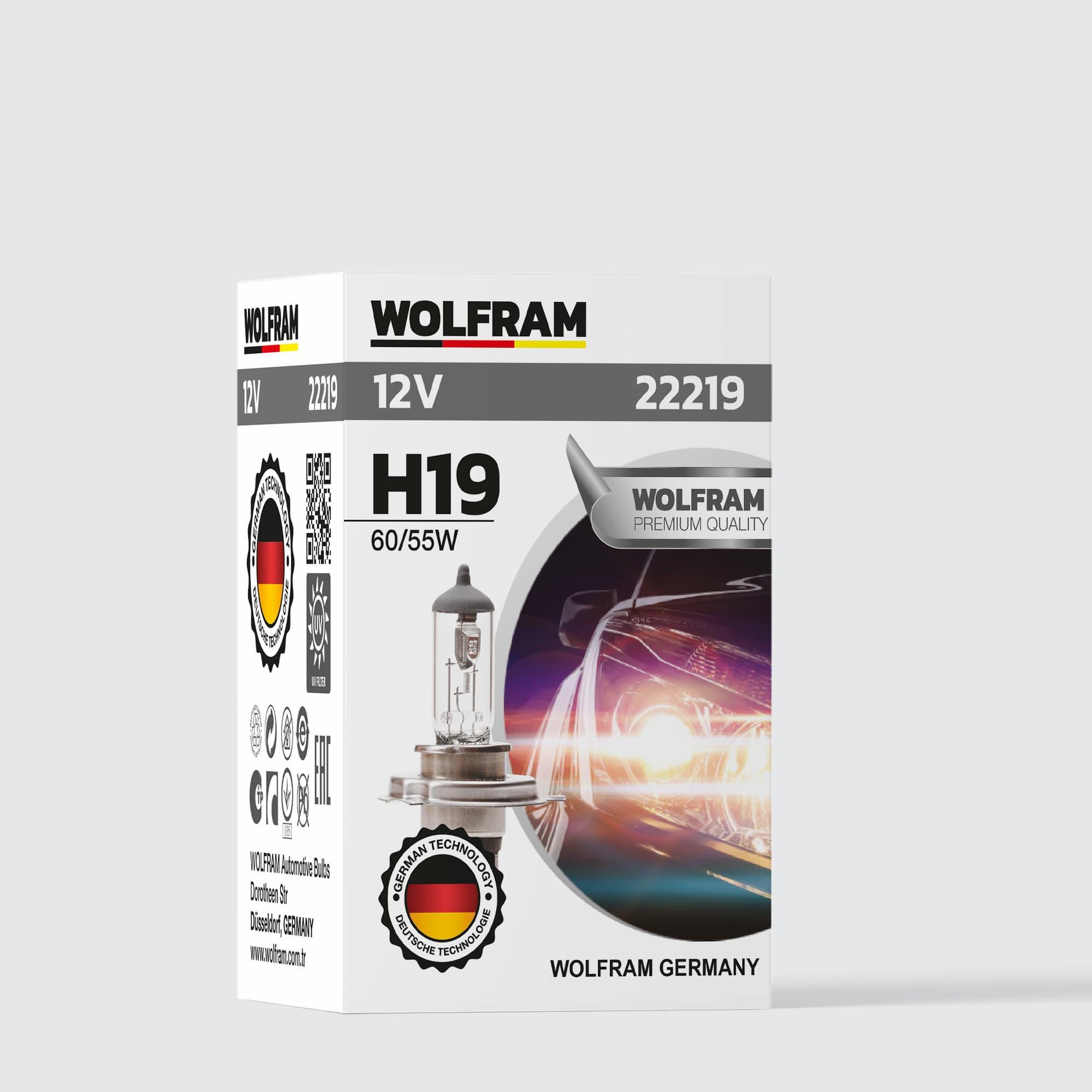22219-wolfram H19 Ampul Gümüş Kafa Yeni Nesil PU43T-3 12V 60/55W 22219 - Görsel 1